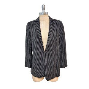 Akris Punto Black & White Striped Blazer Jacket US 12 Wool Viscose Blend